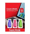PACK 3 PENDRIVES SANDISK CRUZER BLADE 32GB - USB 2.0 - COLOR